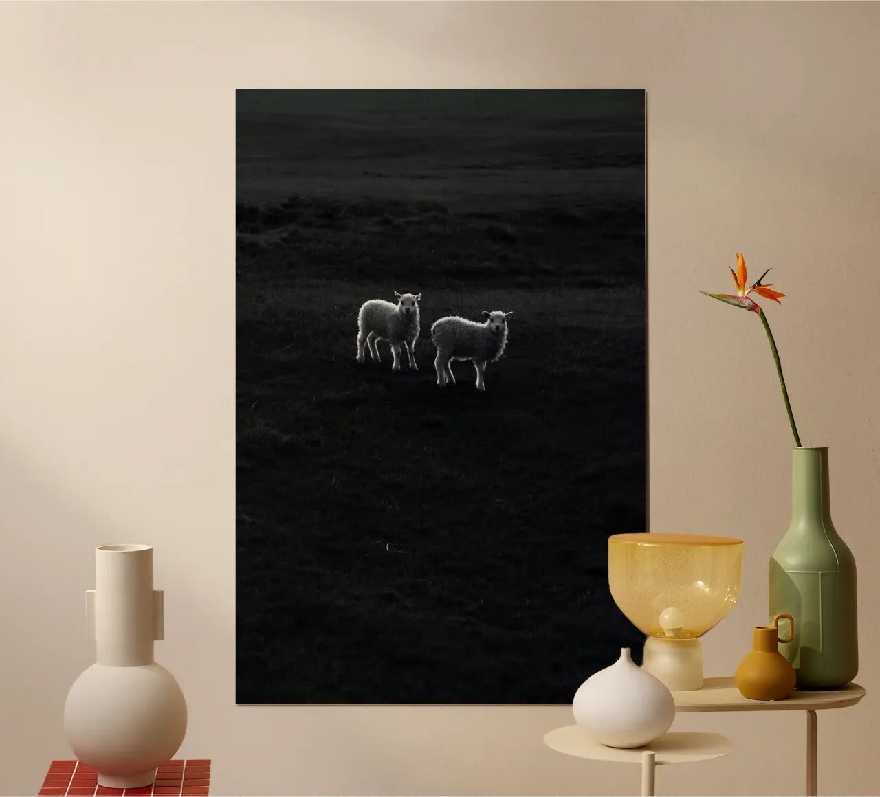 Two Little Lambs poster met aluminium frame van Fjöllart