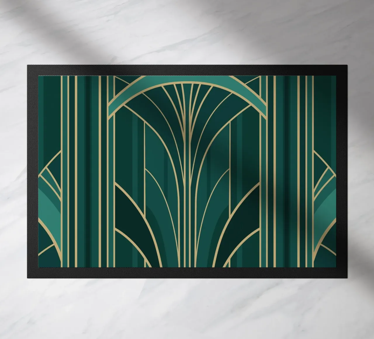 Art Deco Intertwined Architectural Arcs - Turquoise zerbino da Art Deco Symposium