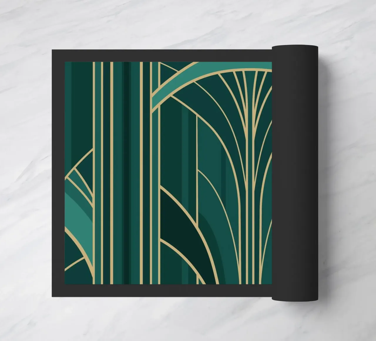 Art Deco Intertwined Architectural Arcs - Turquoise zerbino da Art Deco Symposium