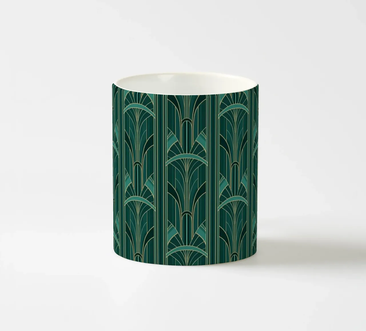 Art Deco Intertwined Architectural Arcs - Turquoise tazza in ceramica da Art Deco Symposium