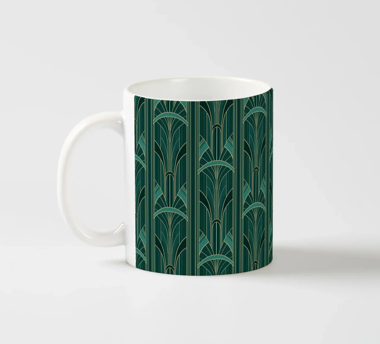 Art Deco Intertwined Architectural Arcs - Turquoise tazza in ceramica da Art Deco Symposium