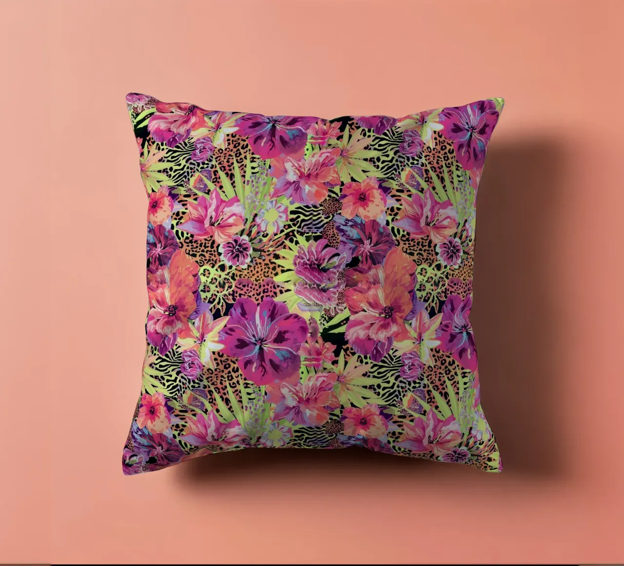 Neon Floral Leopard Pattern cuscino da AzStore11