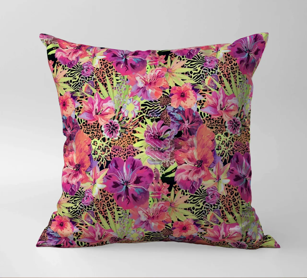 Neon Floral Leopard Pattern cuscino da AzStore11