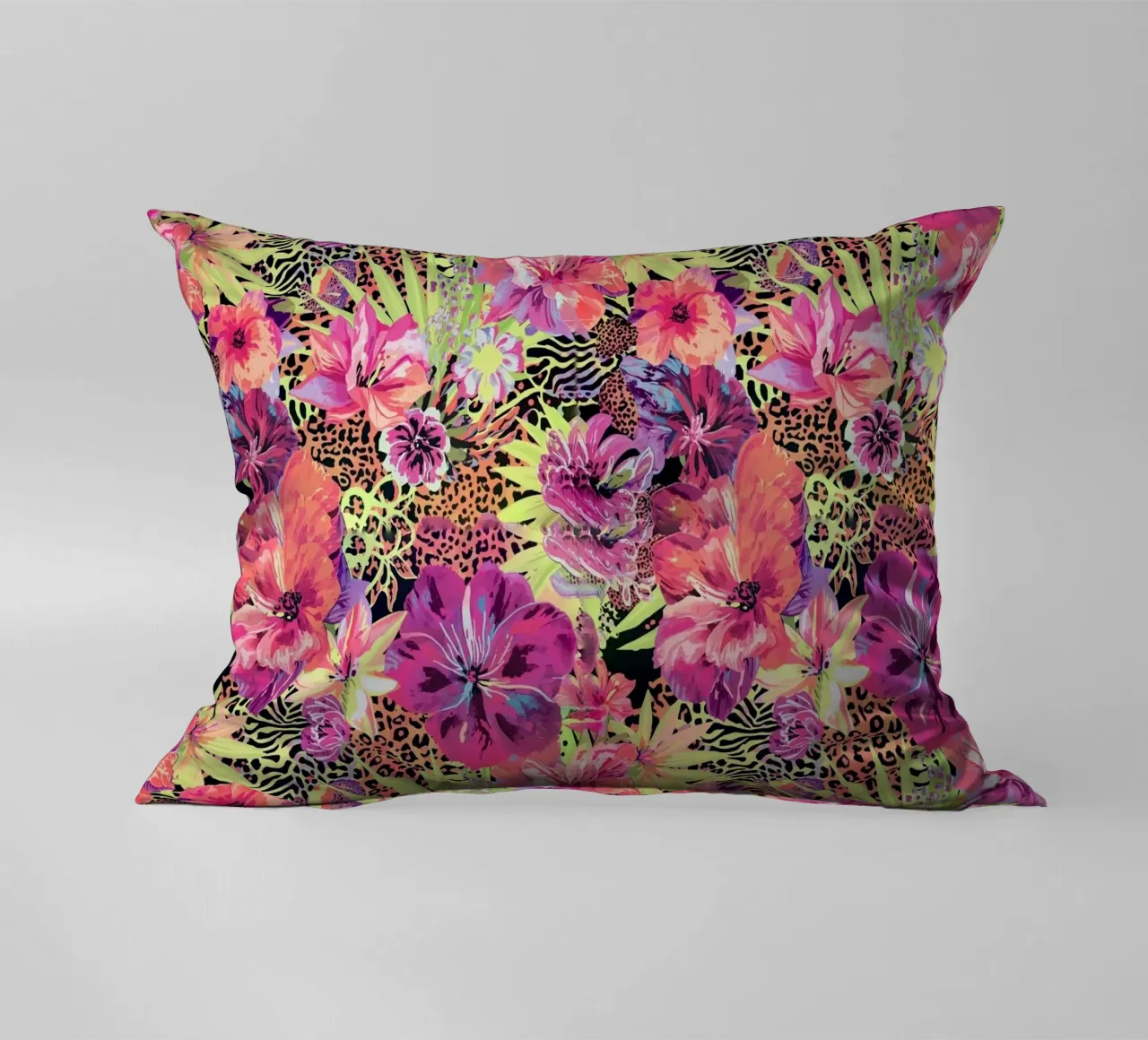 Neon Floral Leopard Pattern cuscino da AzStore11