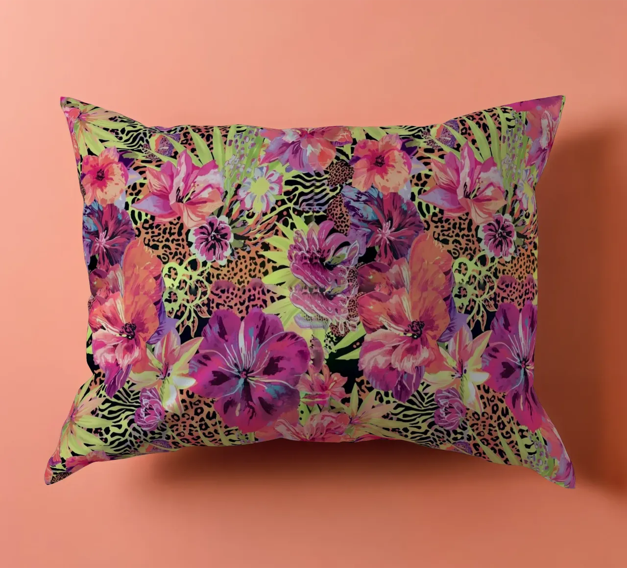 Neon Floral Leopard Pattern cuscino da AzStore11