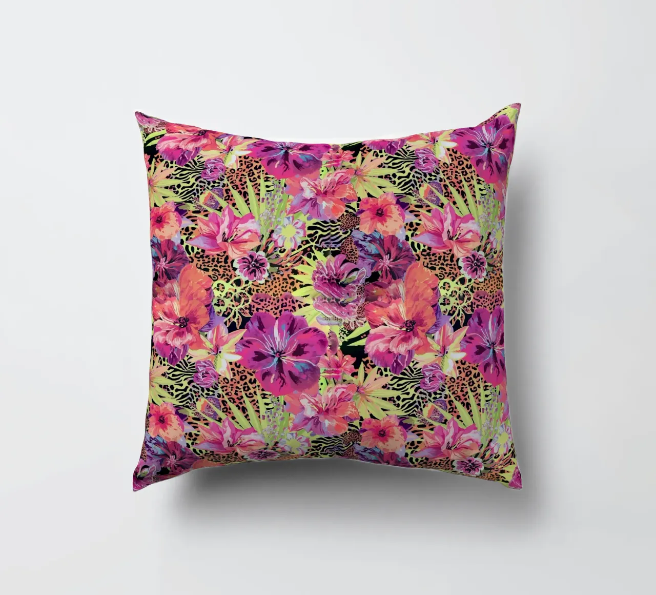 Neon Floral Leopard Pattern cuscino da AzStore11