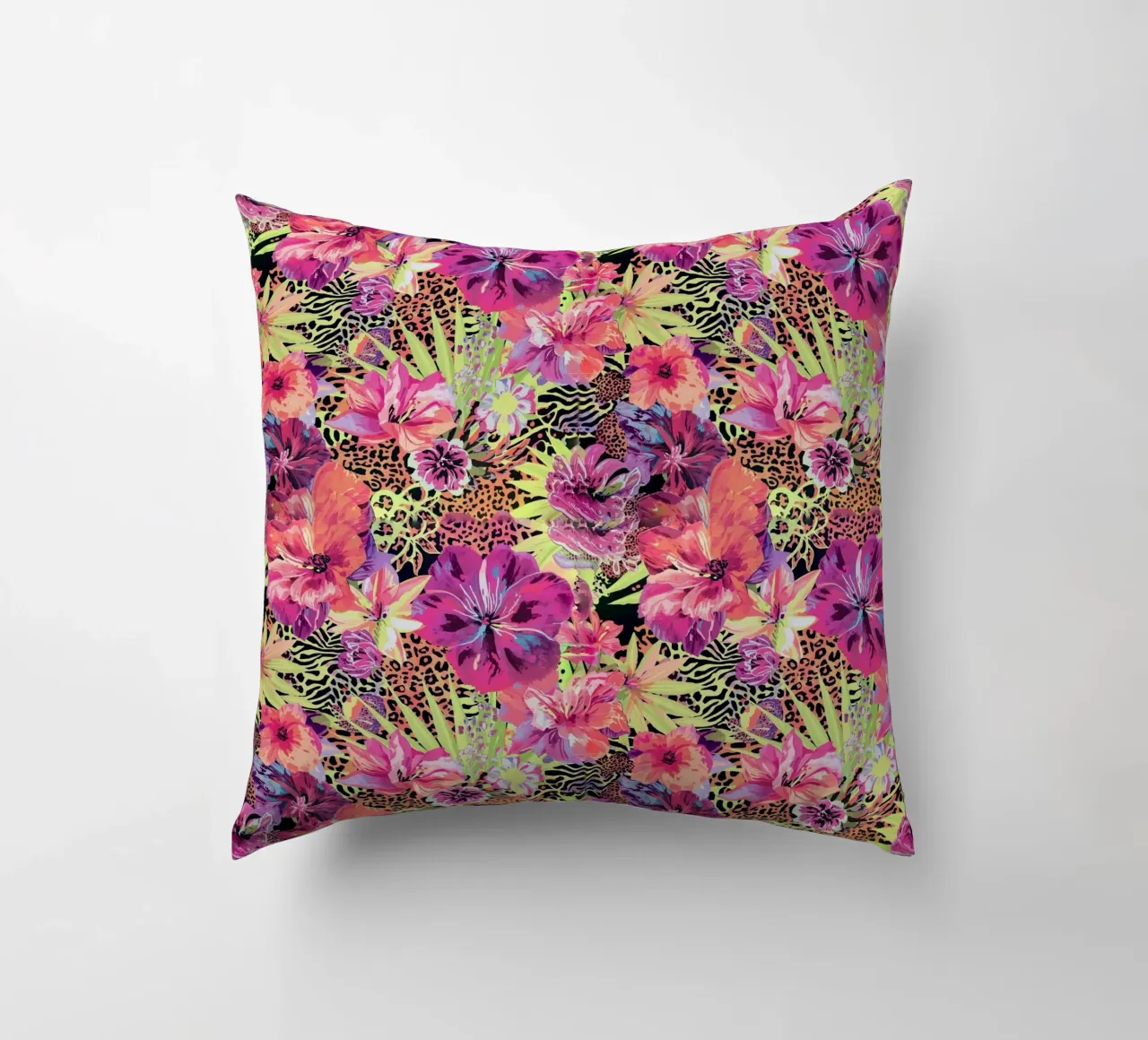 Neon Floral Leopard Pattern cuscino da AzStore11