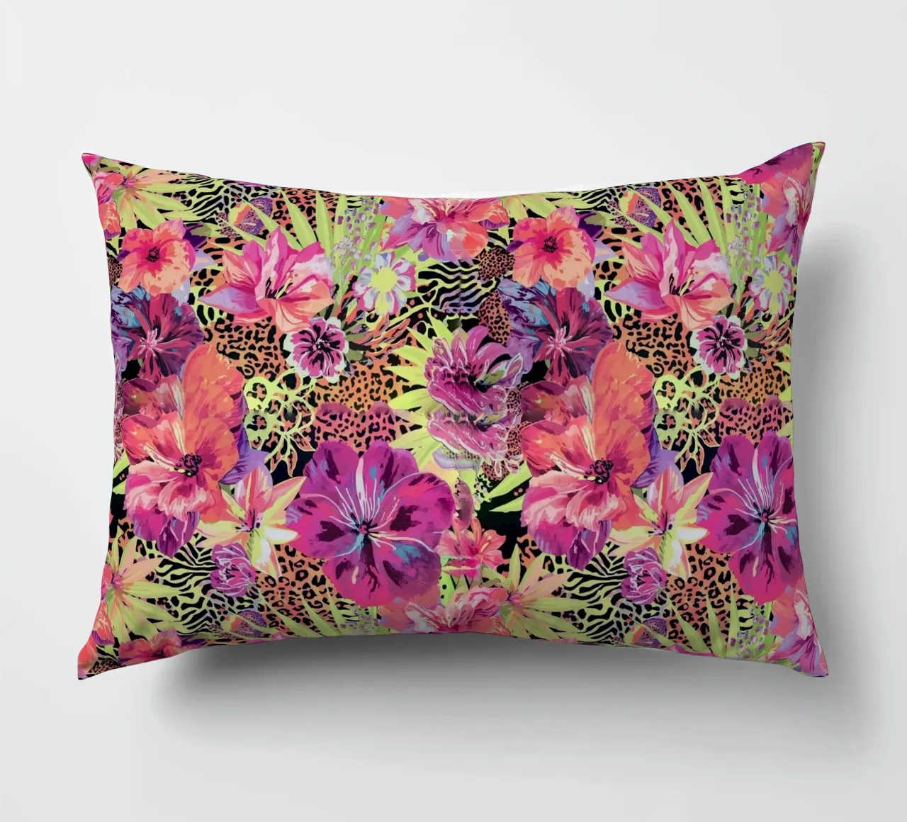 Neon Floral Leopard Pattern cuscino da AzStore11