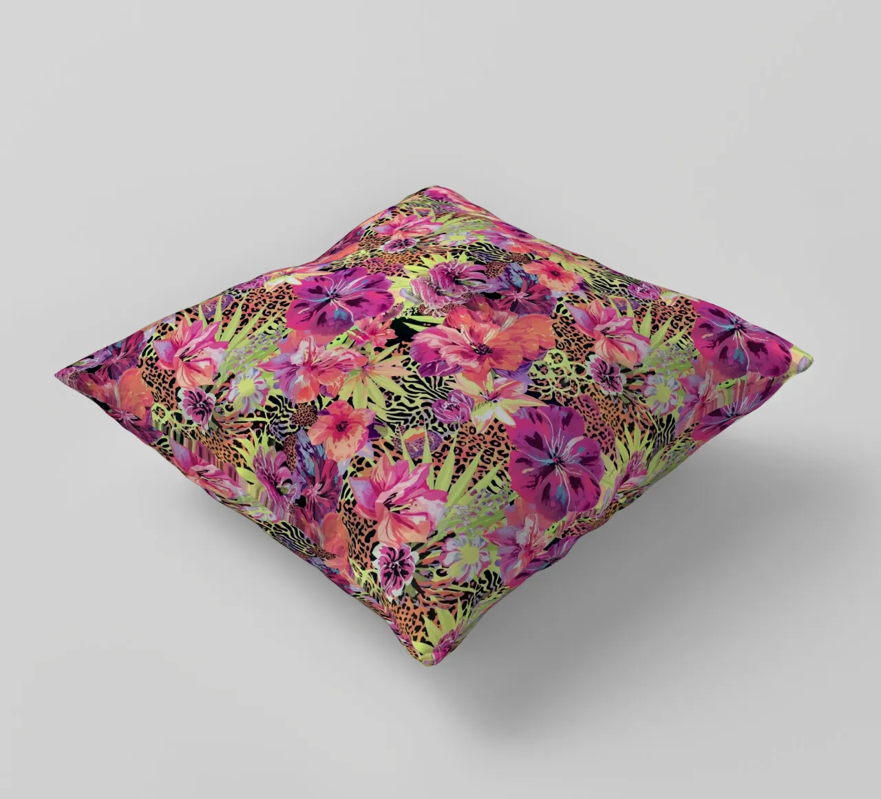 Neon Floral Leopard Pattern cuscino da AzStore11