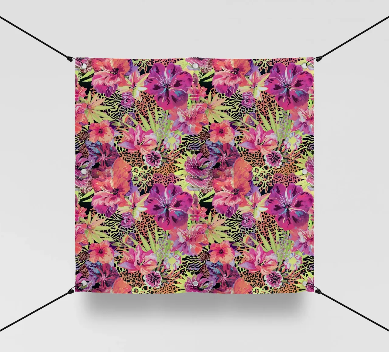 Neon Floral Leopard Pattern telo in pvc da AzStore11