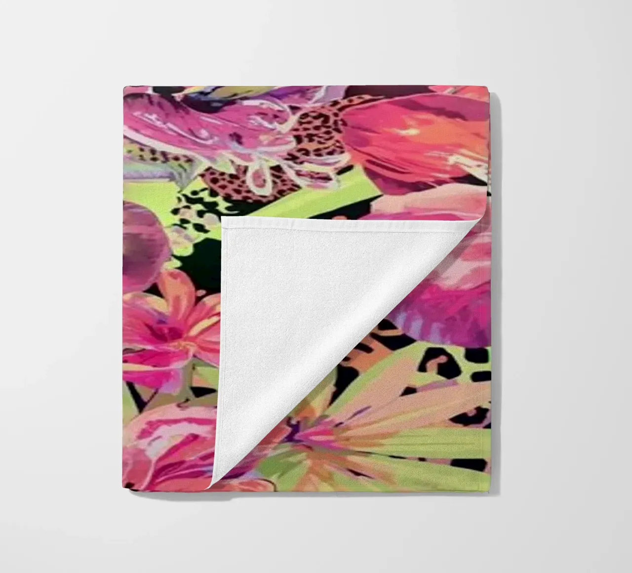 Neon Floral Leopard Pattern telo mare da AzStore11