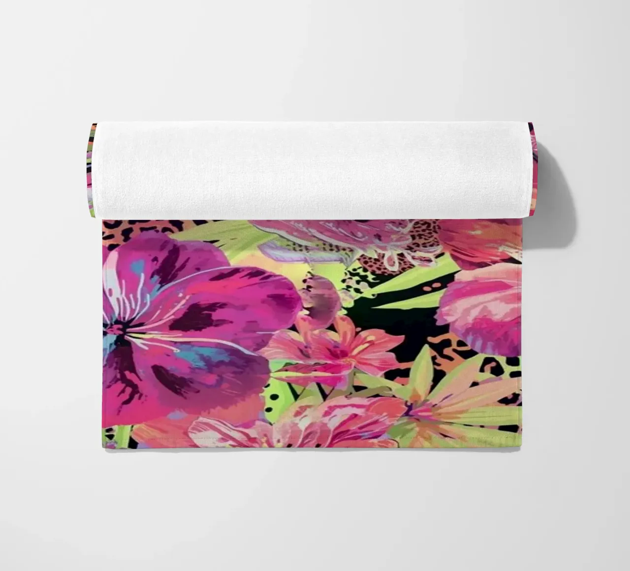 Neon Floral Leopard Pattern telo mare da AzStore11