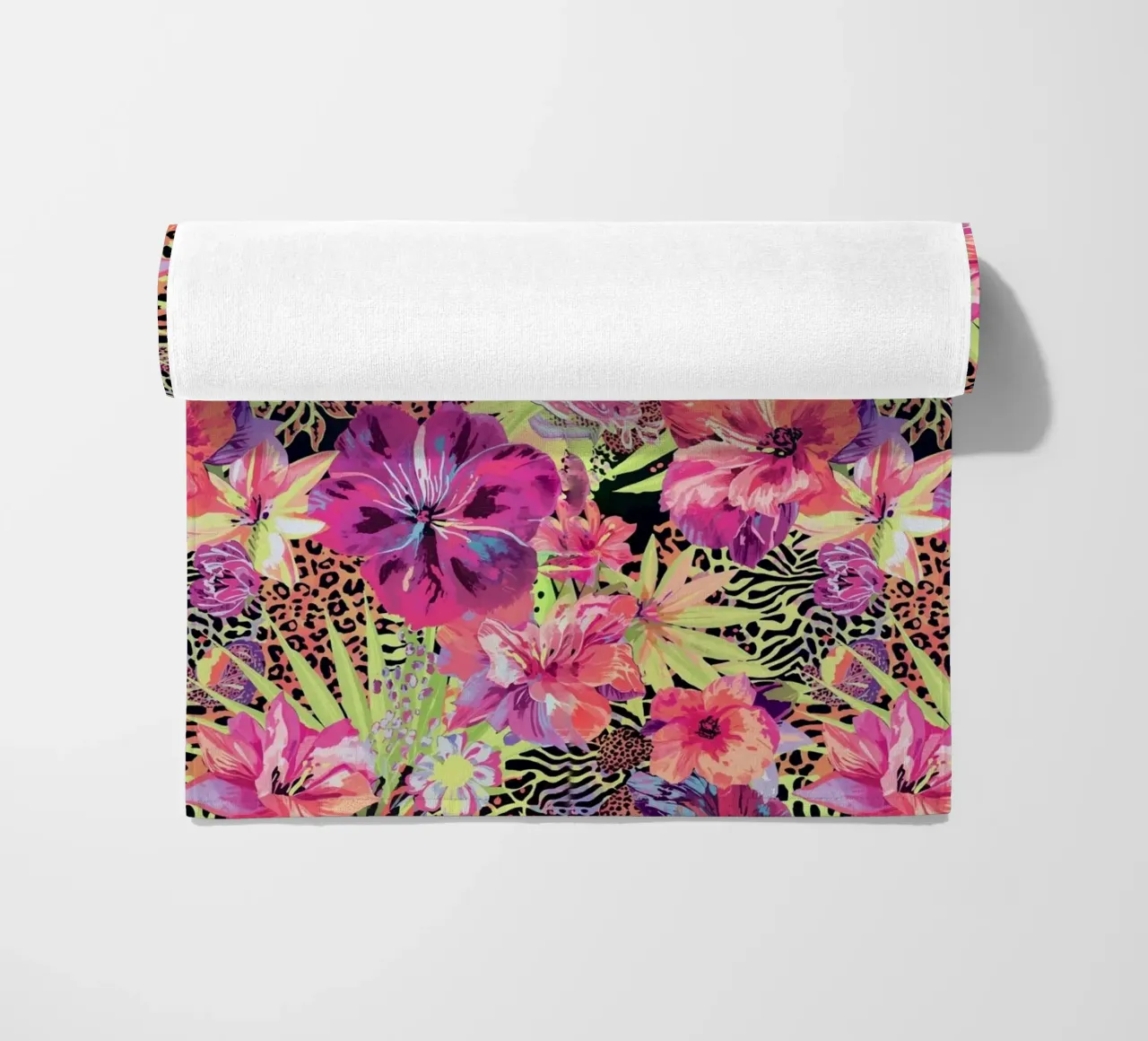 Neon Floral Leopard Pattern telo mare da AzStore11