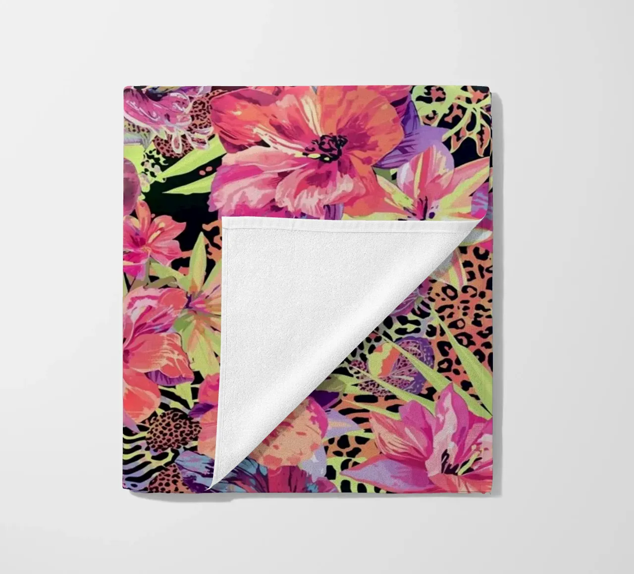 Neon Floral Leopard Pattern telo mare da AzStore11