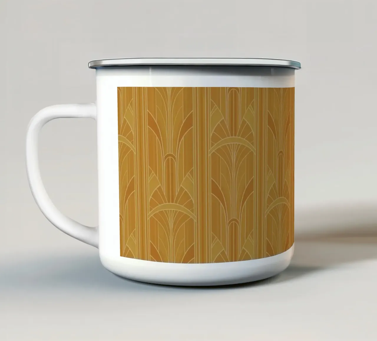 Art Deco Intertwined Architectural Arcs - Gold tazza in smalto da Art Deco Symposium