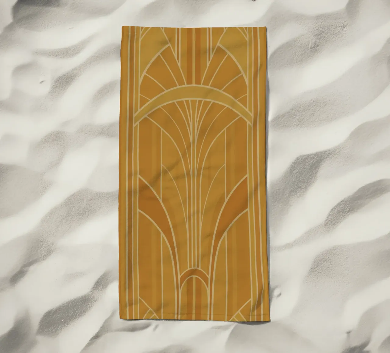 Art Deco Intertwined Architectural Arcs - Gold telo mare da Art Deco Symposium