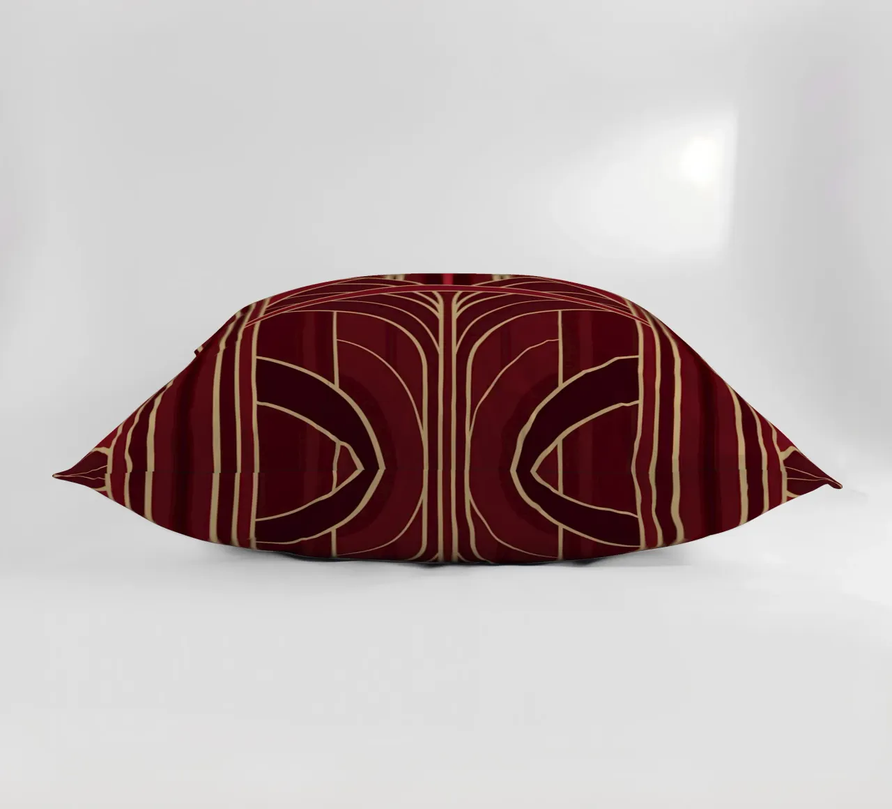 Art Deco Intertwined Architectural Arcs - Wine Red cuscino da Art Deco Symposium