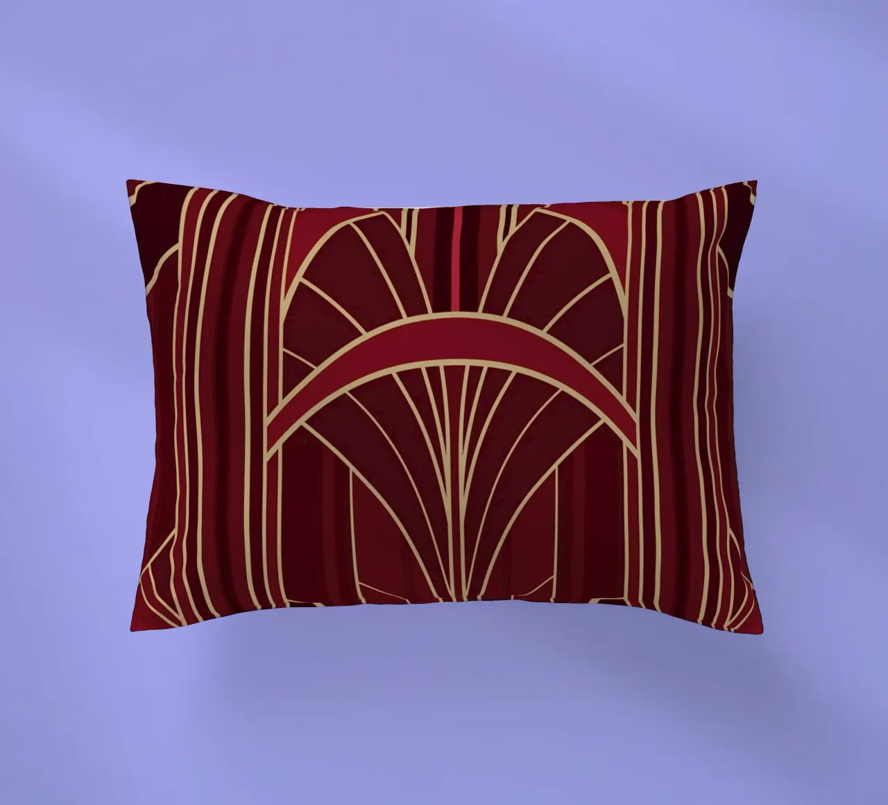 Art Deco Intertwined Architectural Arcs - Wine Red cuscino da Art Deco Symposium