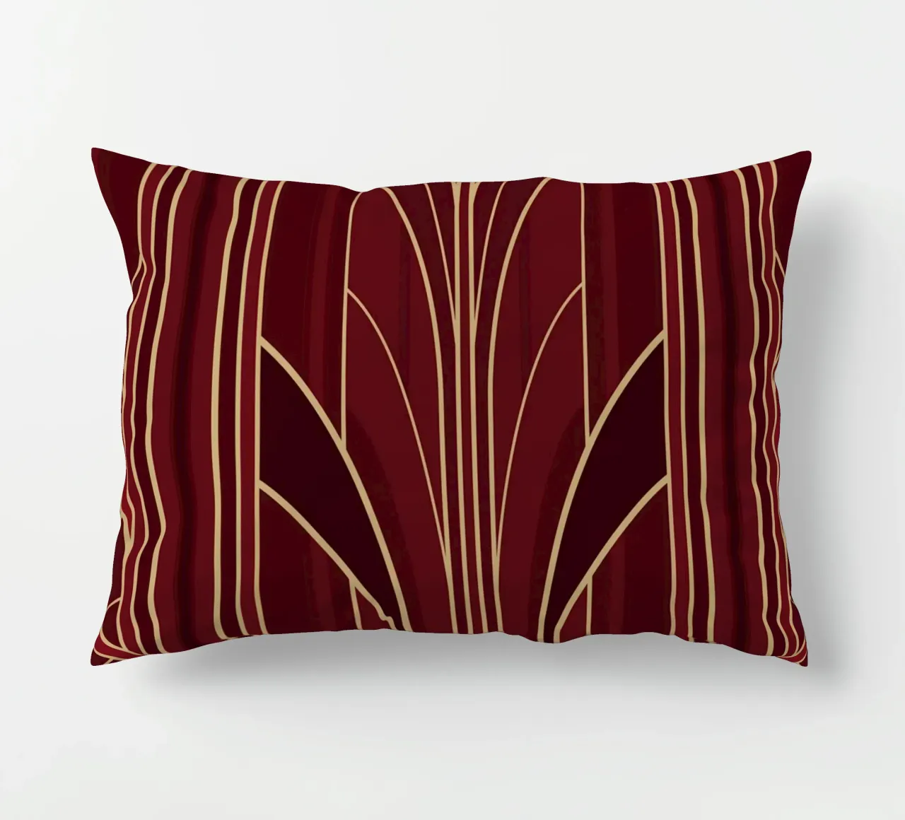 Art Deco Intertwined Architectural Arcs - Wine Red cuscino da Art Deco Symposium