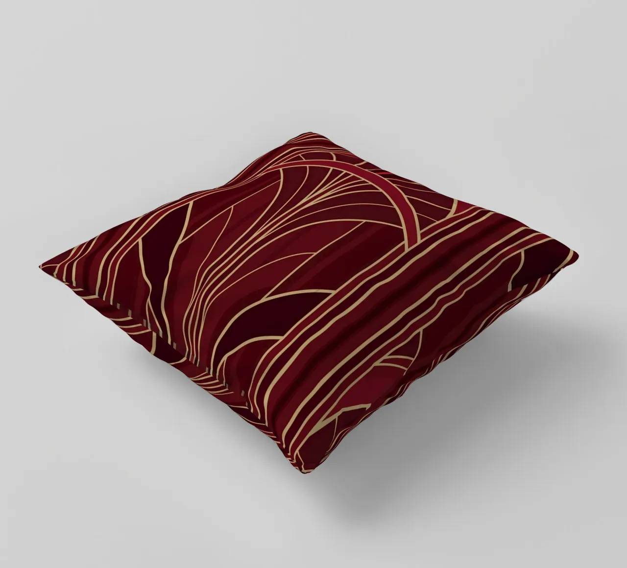 Art Deco Intertwined Architectural Arcs - Wine Red cuscino da Art Deco Symposium