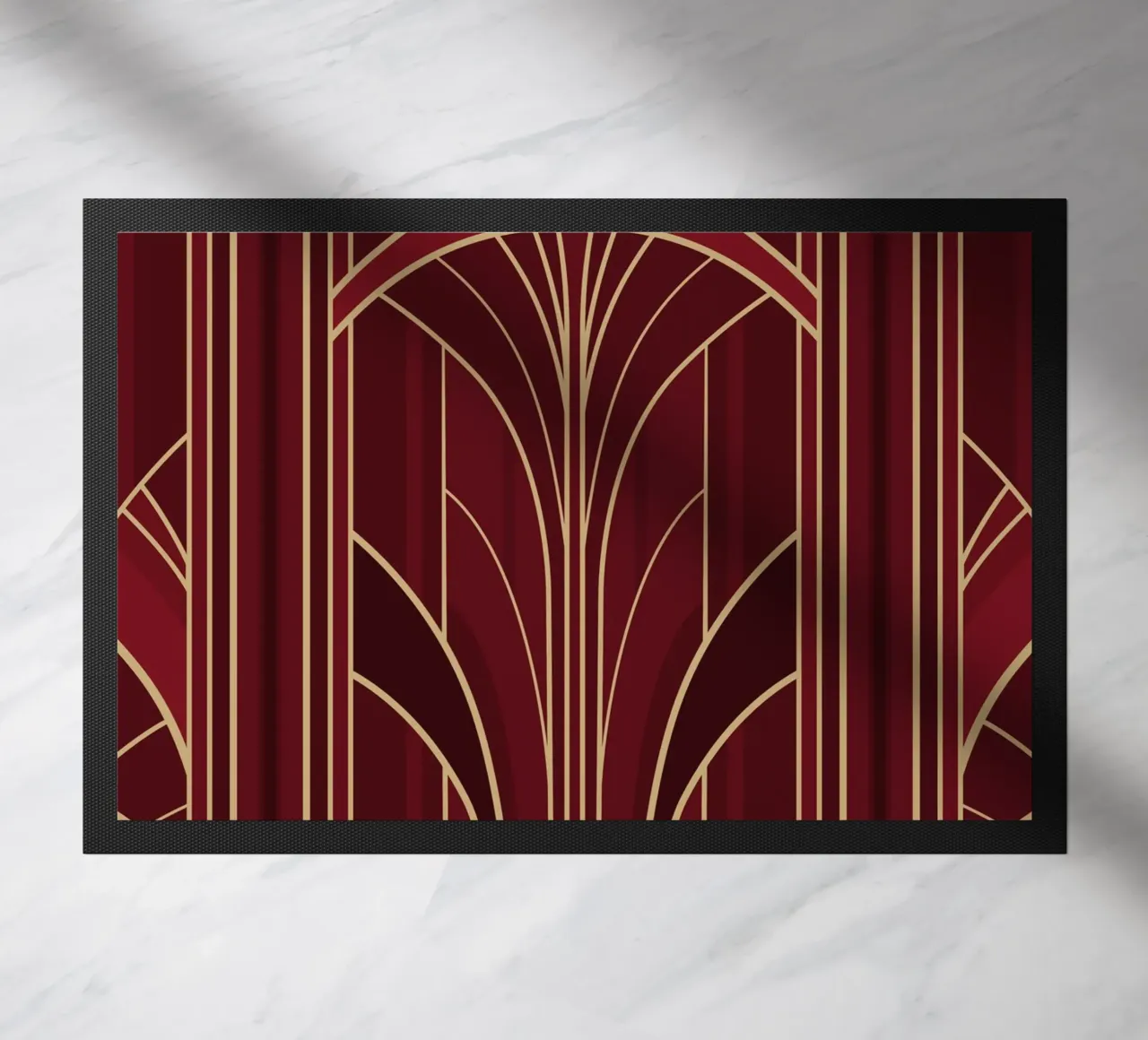 Art Deco Intertwined Architectural Arcs - Wine Red zerbino da Art Deco Symposium