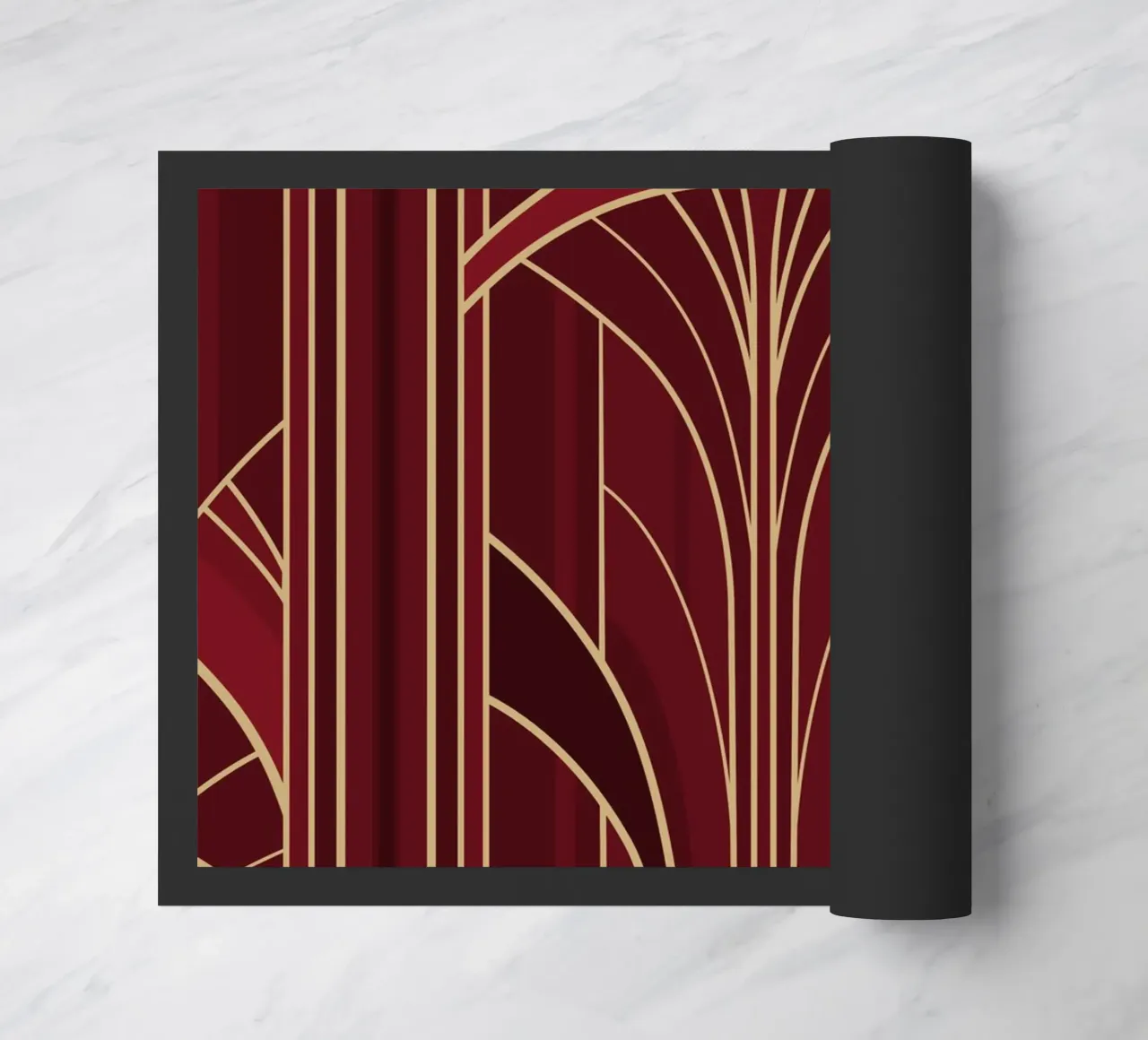 Art Deco Intertwined Architectural Arcs - Wine Red zerbino da Art Deco Symposium