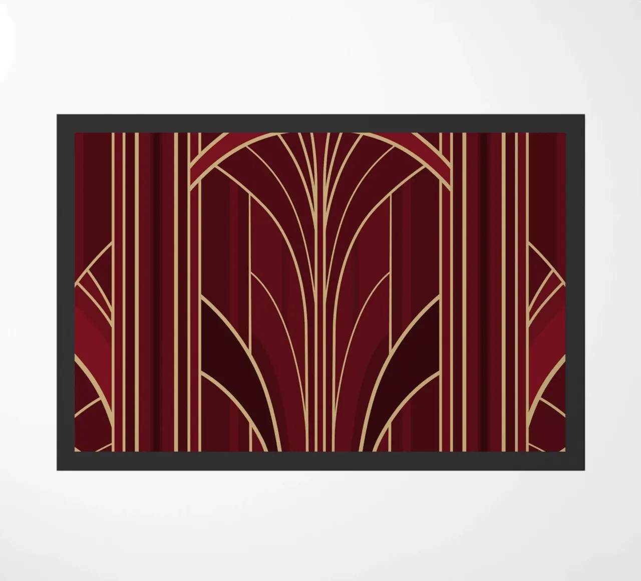 Art Deco Intertwined Architectural Arcs - Wine Red zerbino da Art Deco Symposium