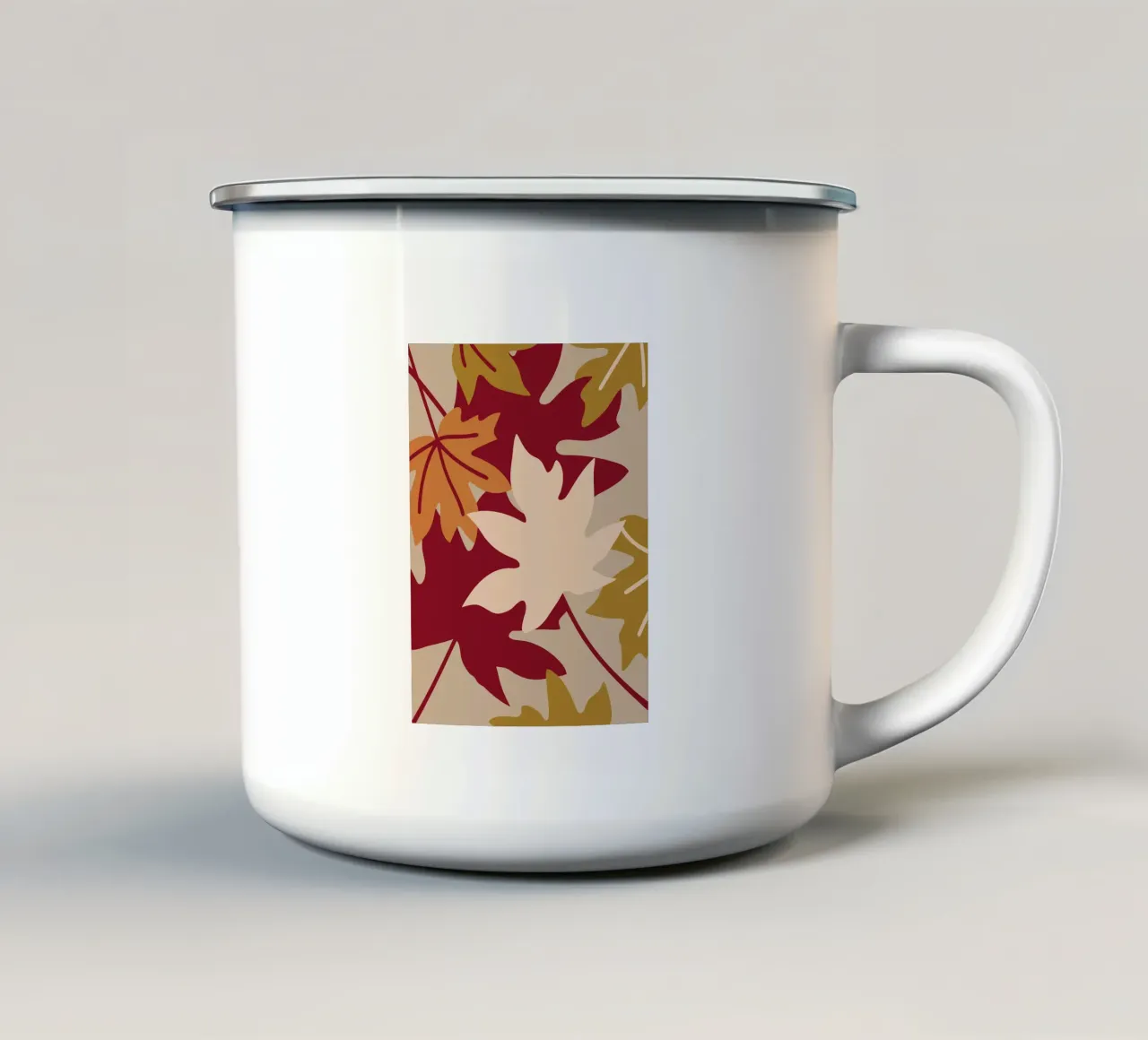 Illustrazione di foglie d'autunno con colori caldi tazza in smalto da SPECIAL FLOWER PATTERNS