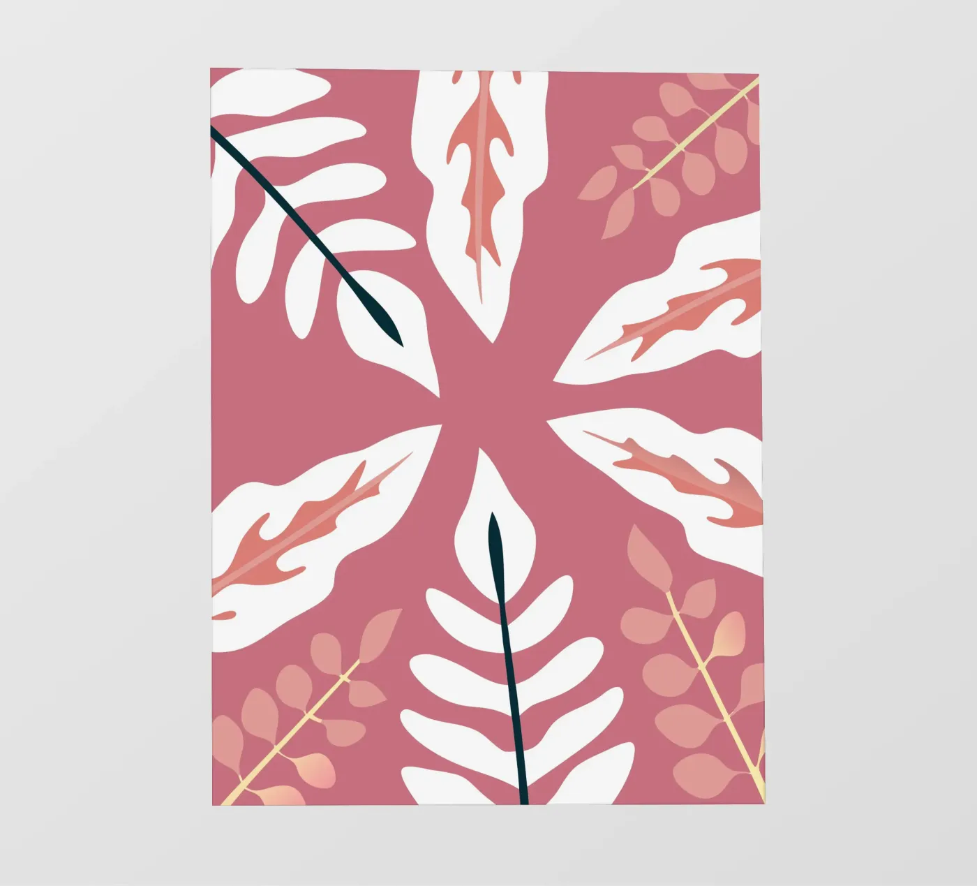 Leaf Pattern Illustration with Simple Style fotobehang van SPECIAL FLOWER PATTERNS