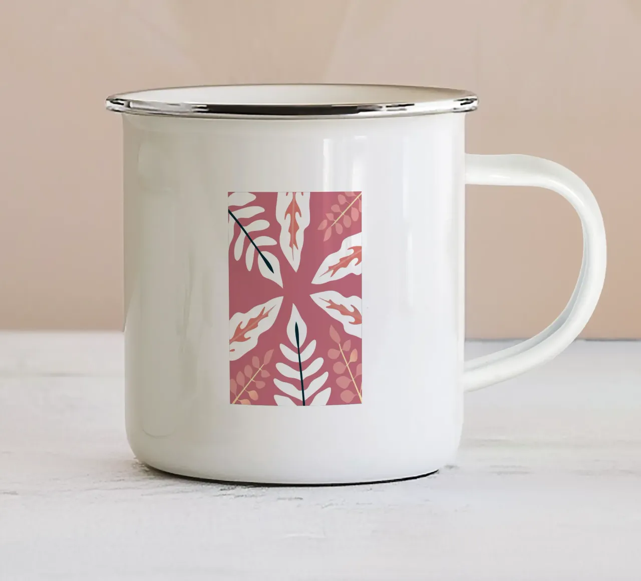 Leaf Pattern Illustration with Simple Style enamel mug by SPECIAL FLOWER PATTERNS