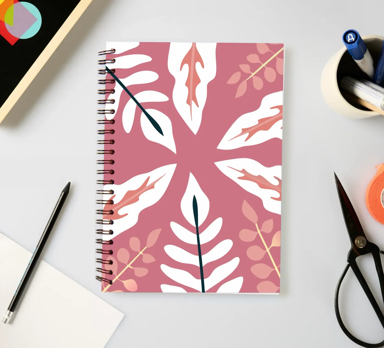 Leaf Pattern Illustration with Simple Style spiral notebook by SPECIAL FLOWER PATTERNS