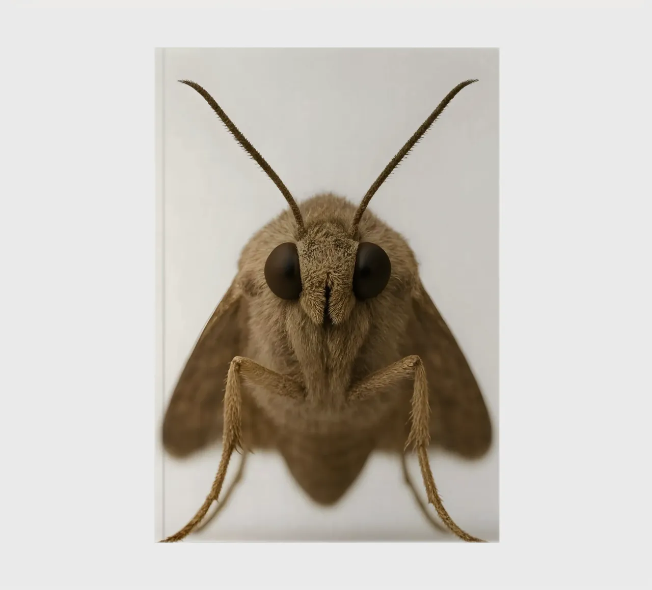 Macro Moth Portrait – Minimalist Insect Art Print notebook by Happy Wild Prints