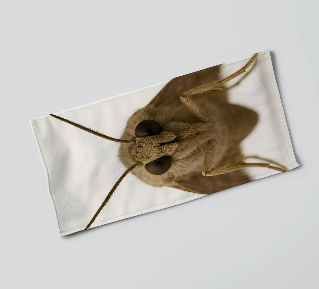 Macro Moth Portrait – Minimalist Insect Art Print towel by Happy Wild Prints