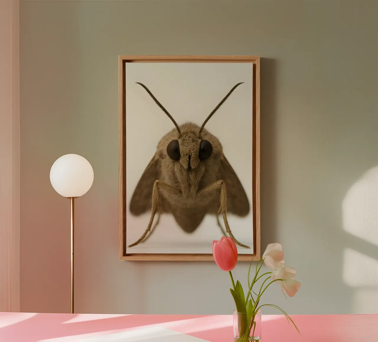 Macro Moth Portrait – Minimalist Insect Art Print canvas by Happy Wild Prints
