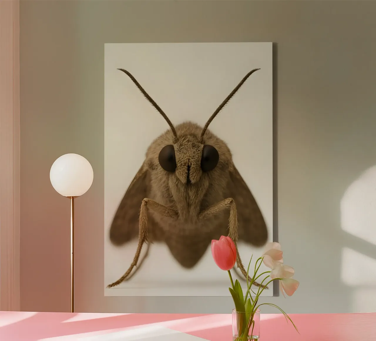 Macro Moth Portrait – Minimalist Insect Art Print canvas by Happy Wild Prints