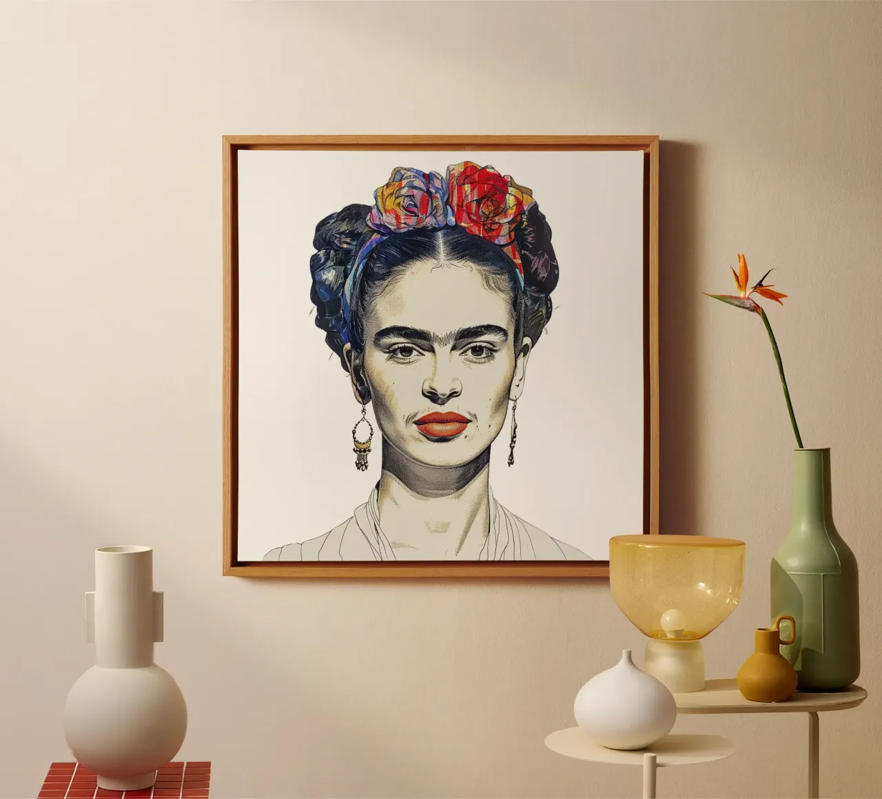 Frida Kahlo "Unbreakable Vision" tela con Cornice a cassetta da Fantasias Florales