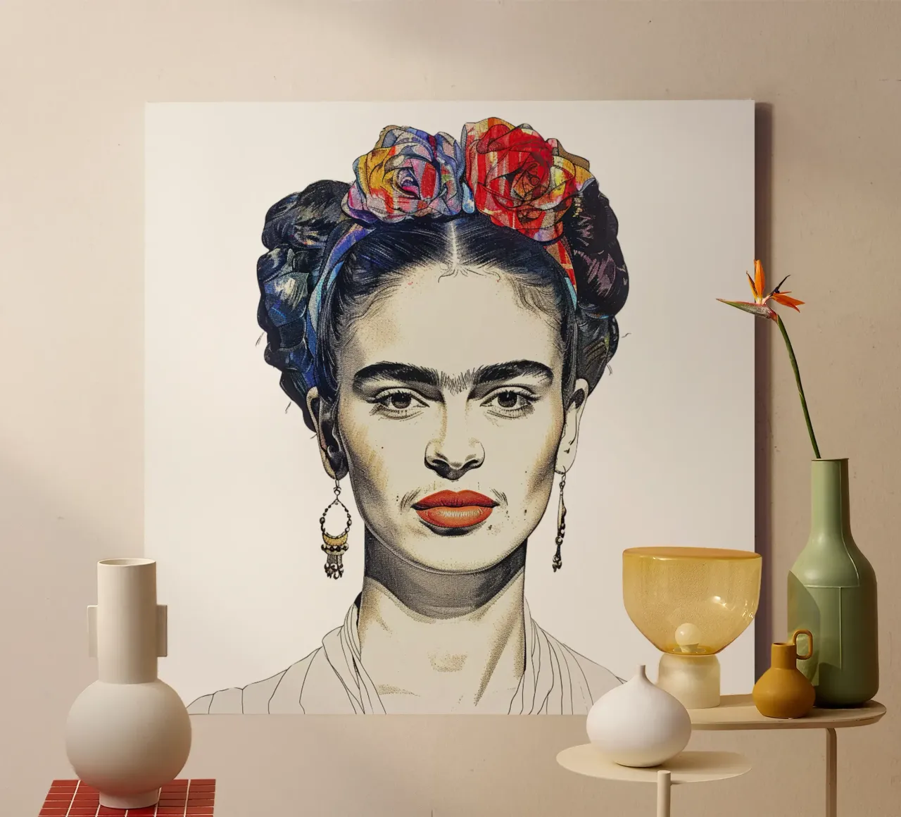Frida Kahlo "Unbreakable Vision" tela con Cornice a cassetta da Fantasias Florales