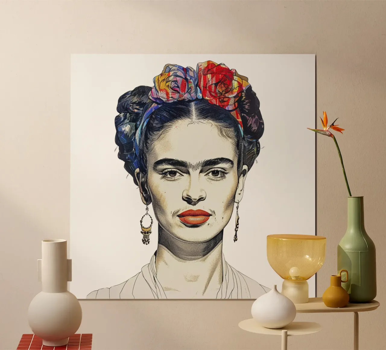Frida Kahlo "Unbreakable Vision" poster con telaio in legno da Fantasias Florales