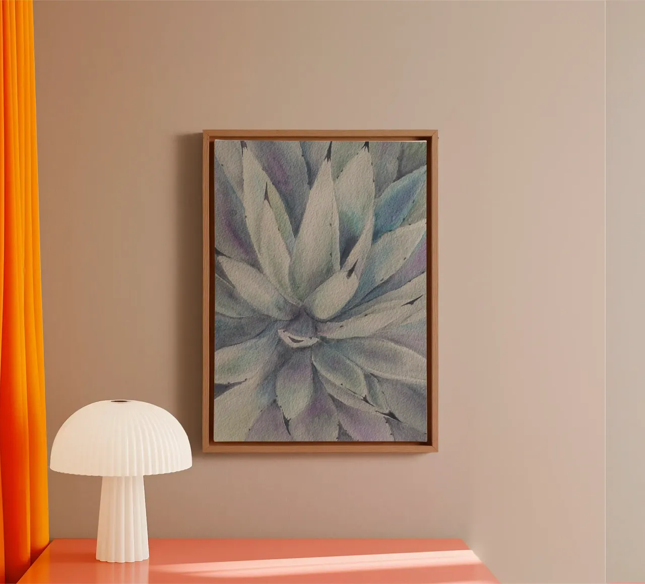 Cactus stella magica tela con Cornice a cassetta da Eva Nev Watercolor