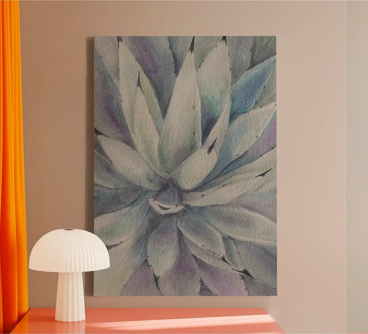 Cactus stella magica tela con Cornice a cassetta da Eva Nev Watercolor
