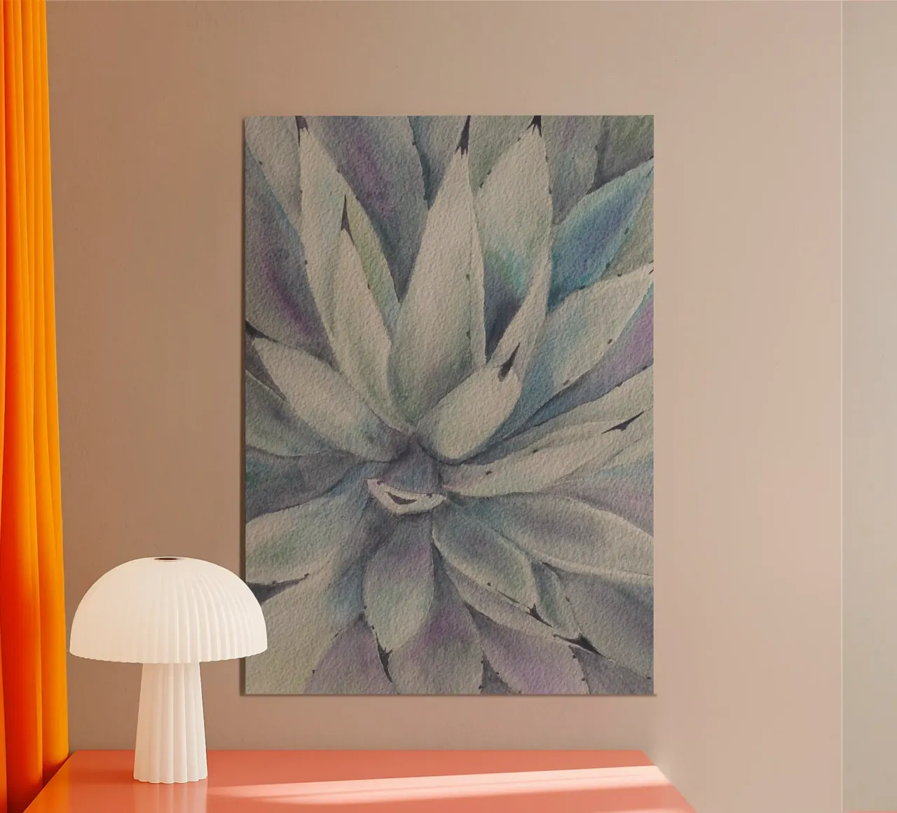 Cactus stella magica poster con telaio in alluminio da Eva Nev Watercolor