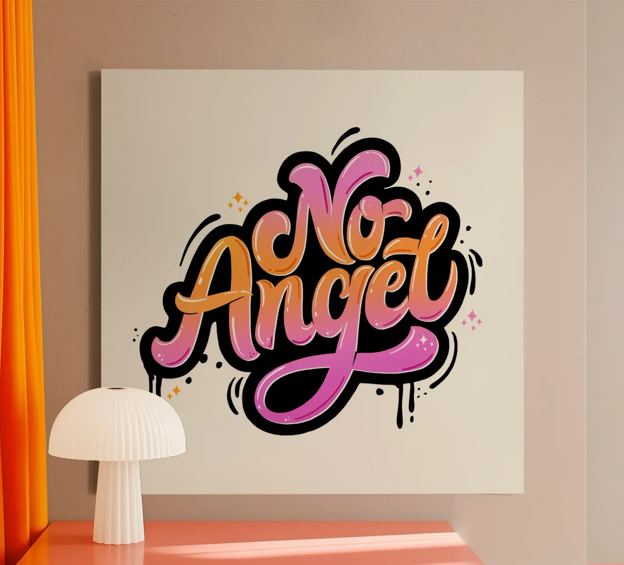 Nessun angelo. Scritte a graffito. tela da CalliLetters