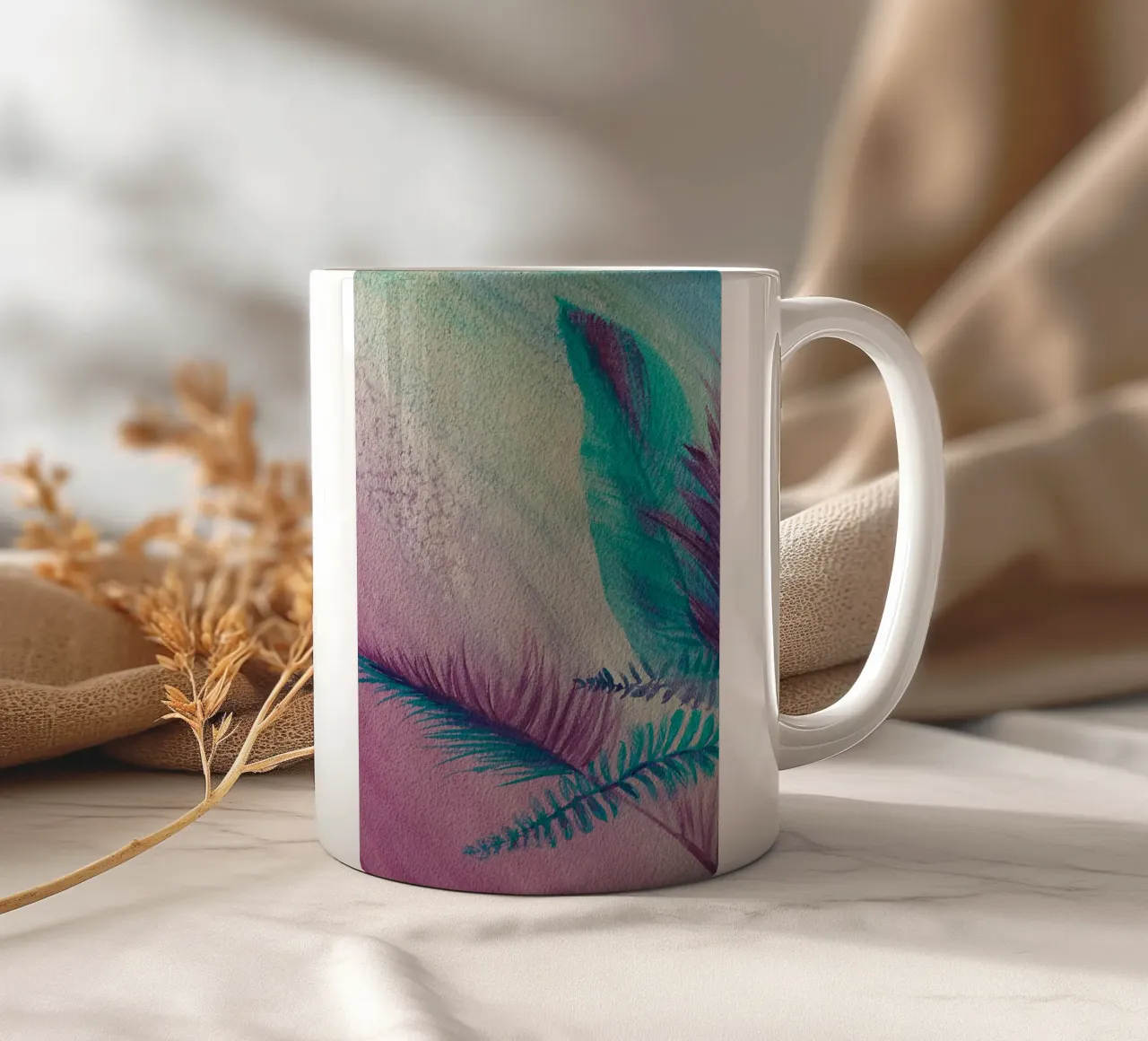 Summertime ceramic mug by Eva Nev Watercolor