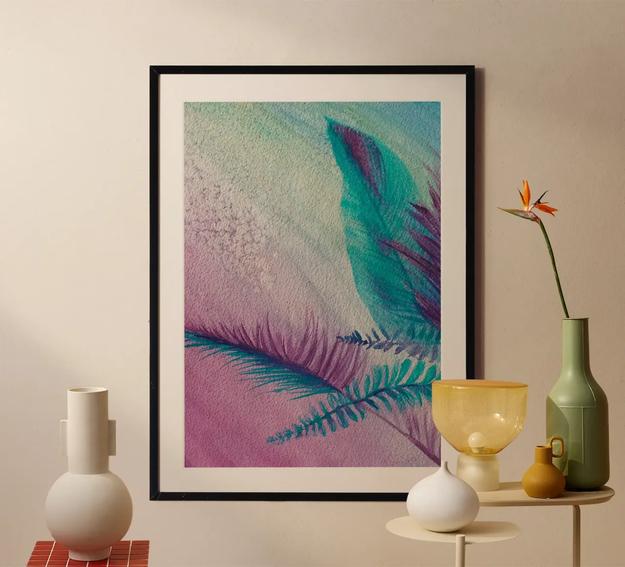 L'ora legale poster con telaio in alluminio da Eva Nev Watercolor
