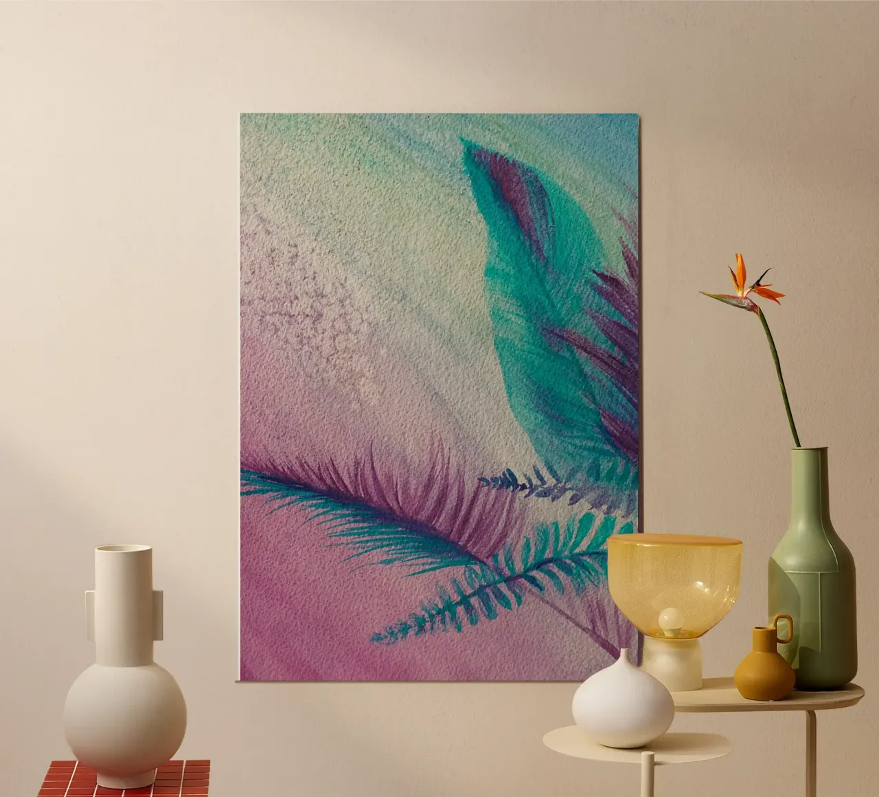 L'ora legale poster con telaio in alluminio da Eva Nev Watercolor