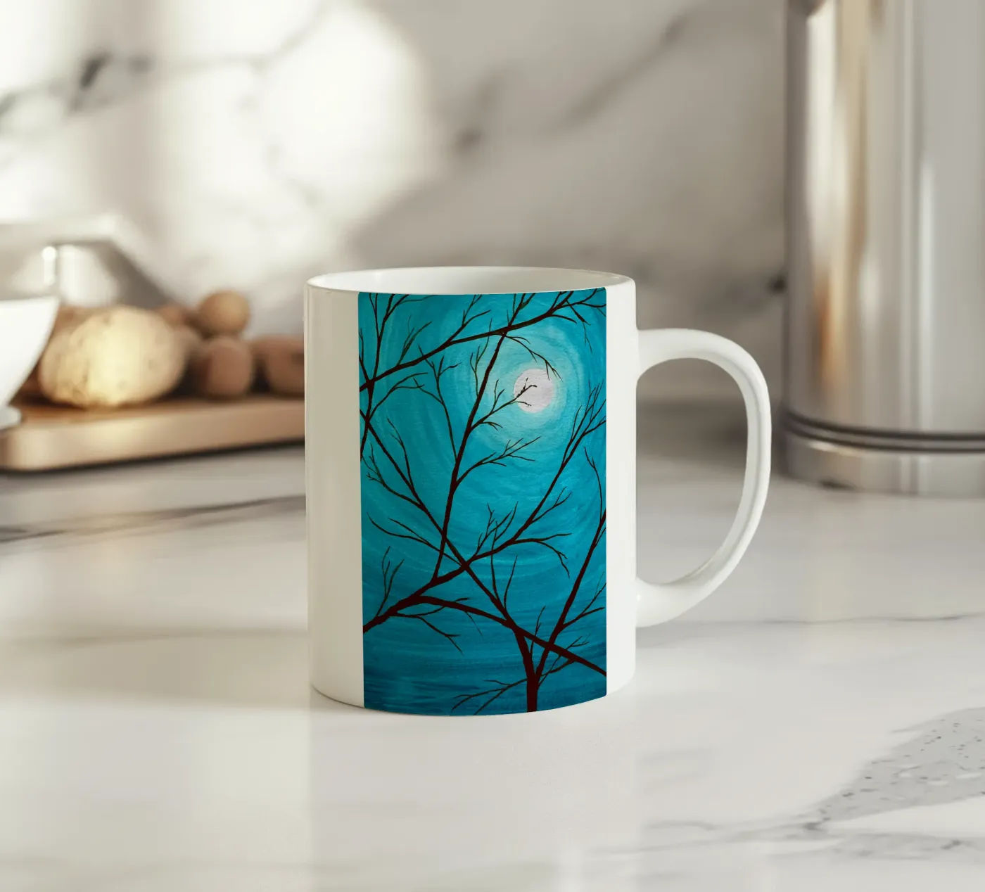 Azure ceramic mug by Eva Nev Watercolor