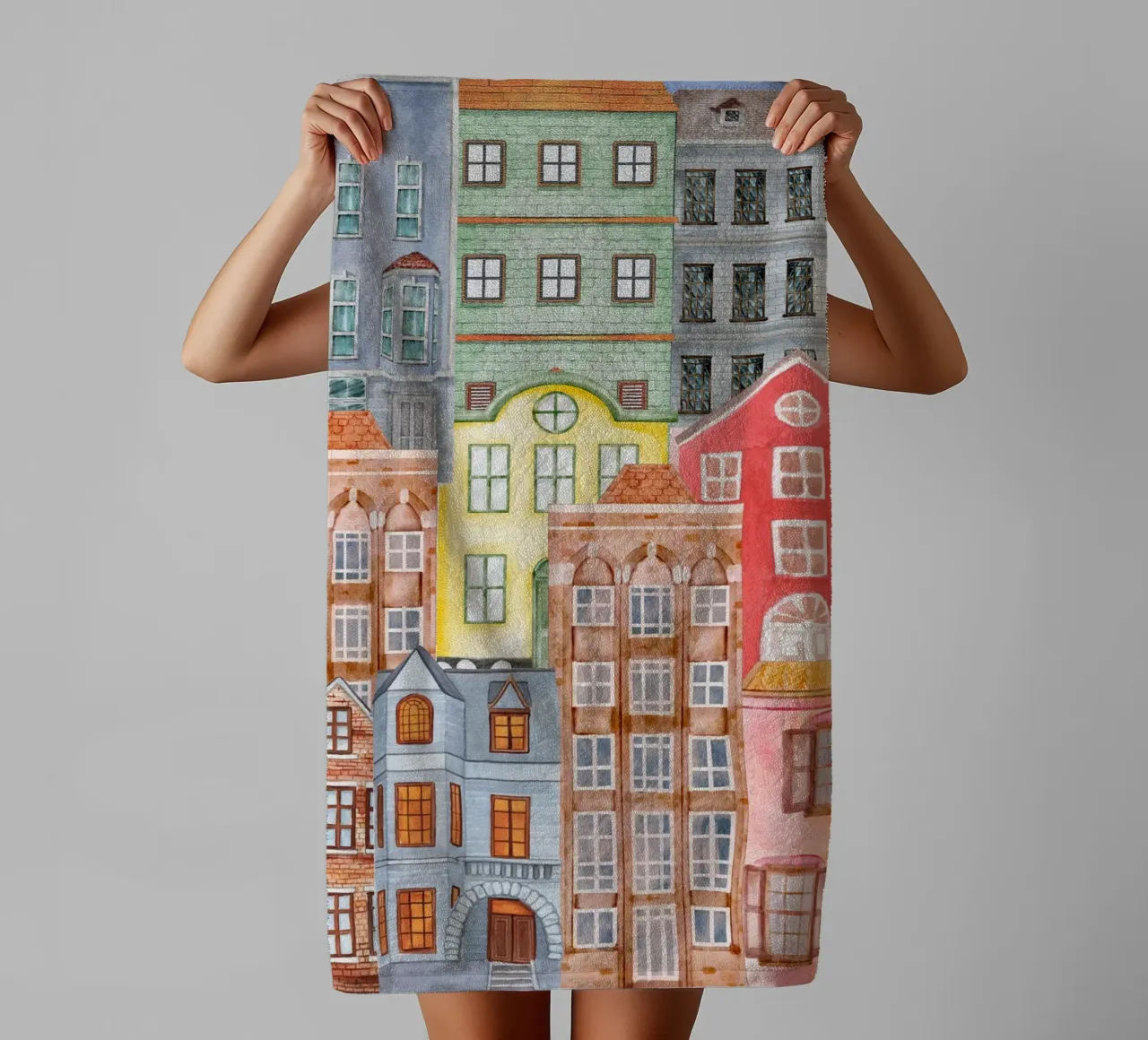 Caleidoscopio della città, vita di città asciugamano da bagno da DesignArt
