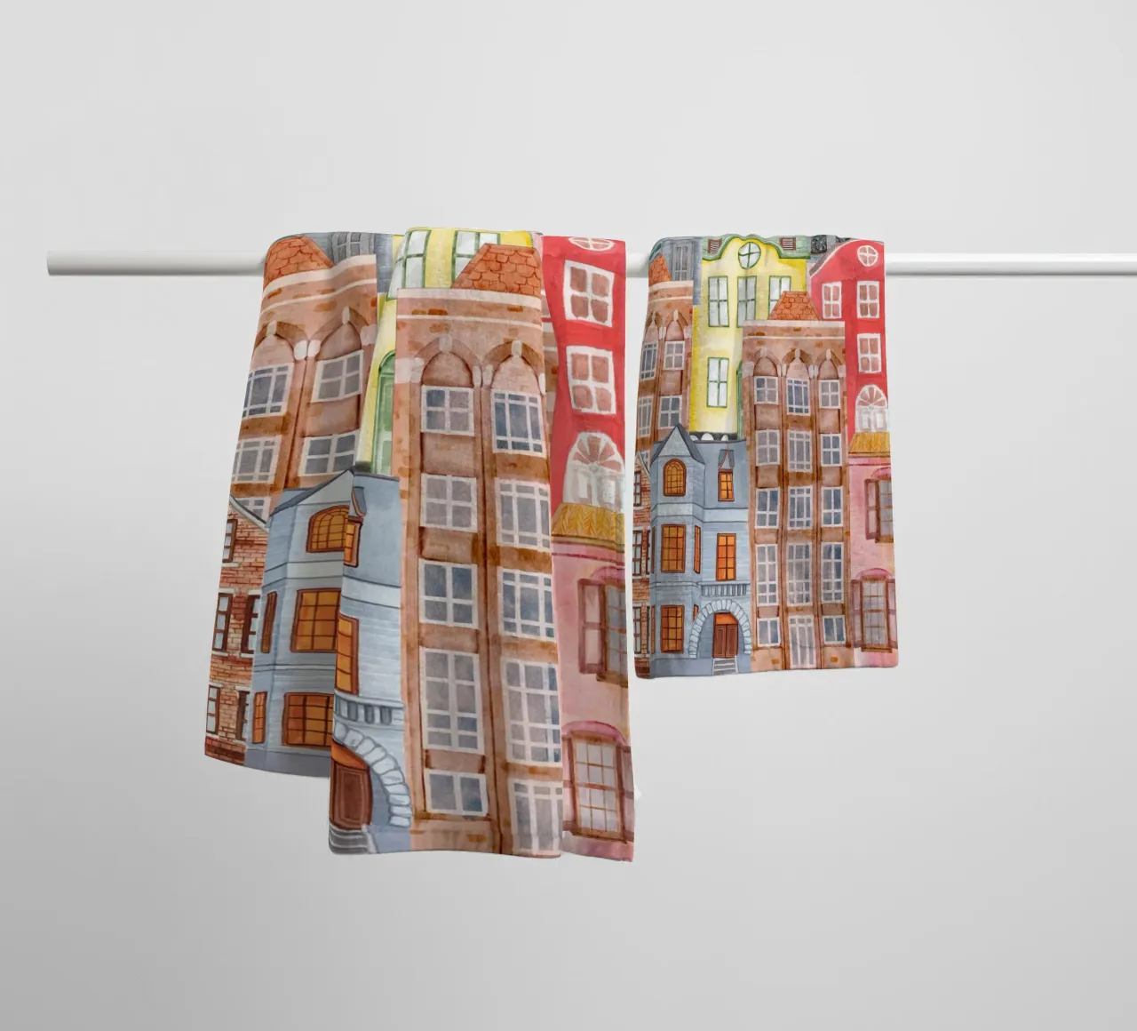 Caleidoscopio della città, vita di città asciugamano da bagno da DesignArt