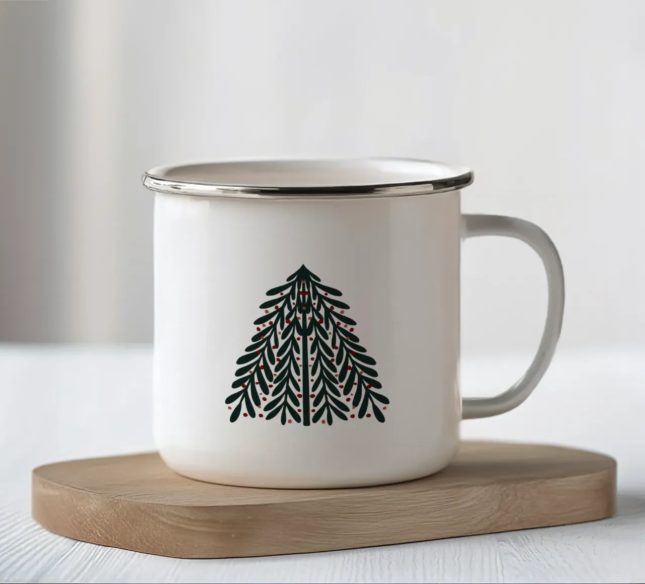 Albero di Natale con decorazioni 1 tazza in smalto da Wackapacka Holiday Shop