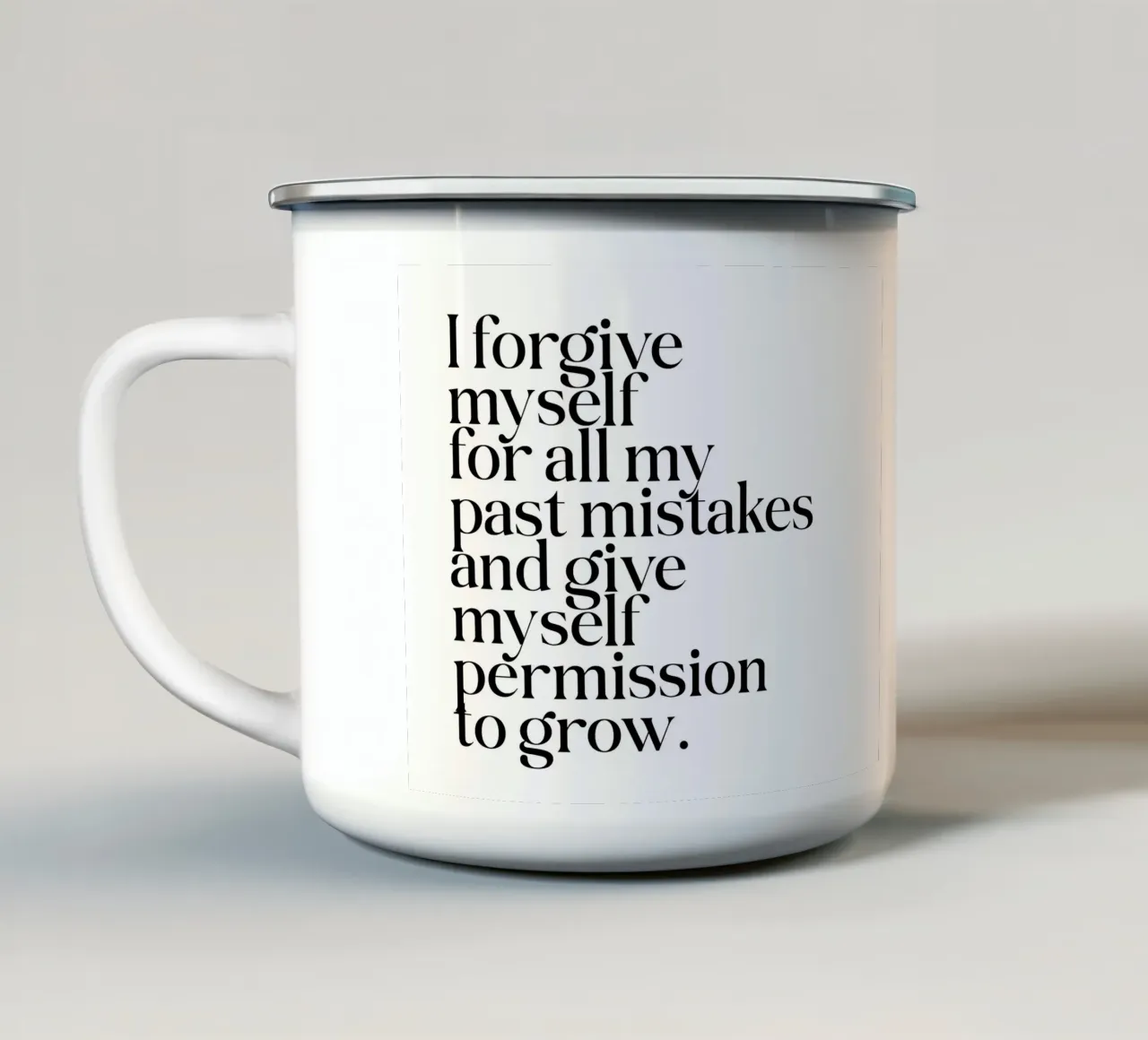 Mi perdono per tutti i miei errori passati e mi do... tazza in smalto da SPIRIIT